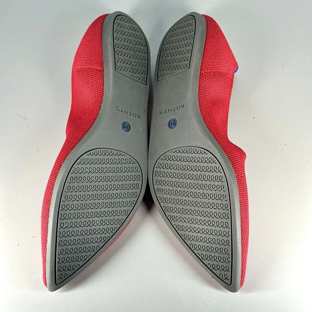 Rothy’s The Point Flats Red And Blue Knit Women’s Size 9.5 Washable Comfort - Picture 10 of 14
